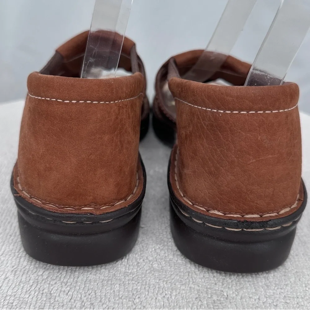 Connie Shelly Leather Shoe Sandal 10B Womens Brown Open Toe Slip On